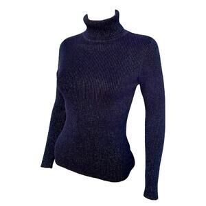 525 America Black Sparkle Ribbed Turtleneck Sweater size XSmall